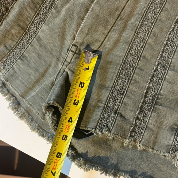Free People Green Great Expectations Button Fly Cut Off Jean Shorts Women's - Picture 15 of 16